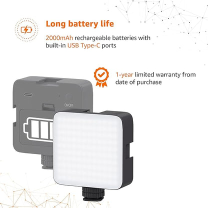120 LED Camera Video Light with Clip | Dimmable & Rechargeable
