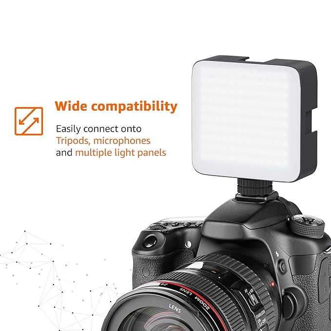 120 LED Camera Video Light with Clip | Dimmable & Rechargeable
